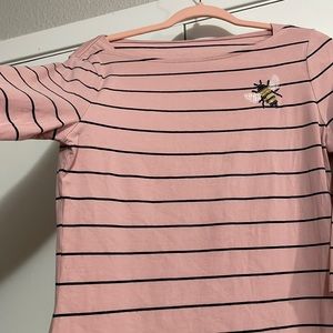 Medium 3/4 Crew Boat Neck A New Day Pastel Pink with Bumble Bee Detail